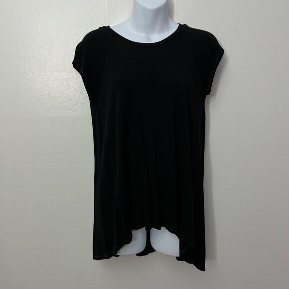 Black Orchid Los Angeles‎ Womens Black Asymmetrical Hem Short Sleeve Top S - Picture 1 of 6